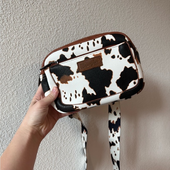 Wrangler Handbags - Wrangler Black and White Cow Print Crossbody Bag